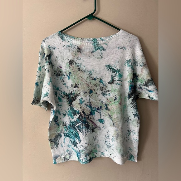 Luisa Ricci Tops - Luisa Ricci Italy sz L short dolman sleeve loose knit abstract floral sweater.